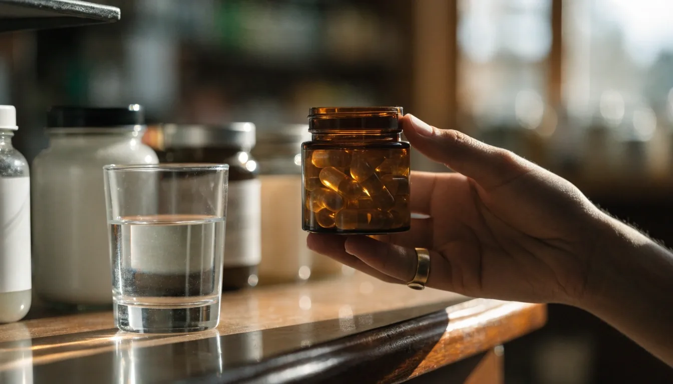 Estantería de suplementos naturales en una farmacia de Barcelona